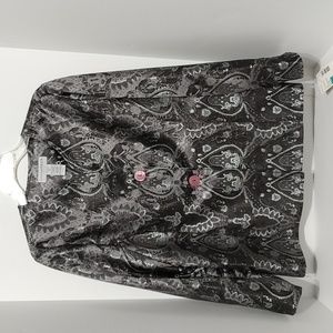 New Holiday Jacket Top Metallic Black and Silver Gray sz 16 Petite